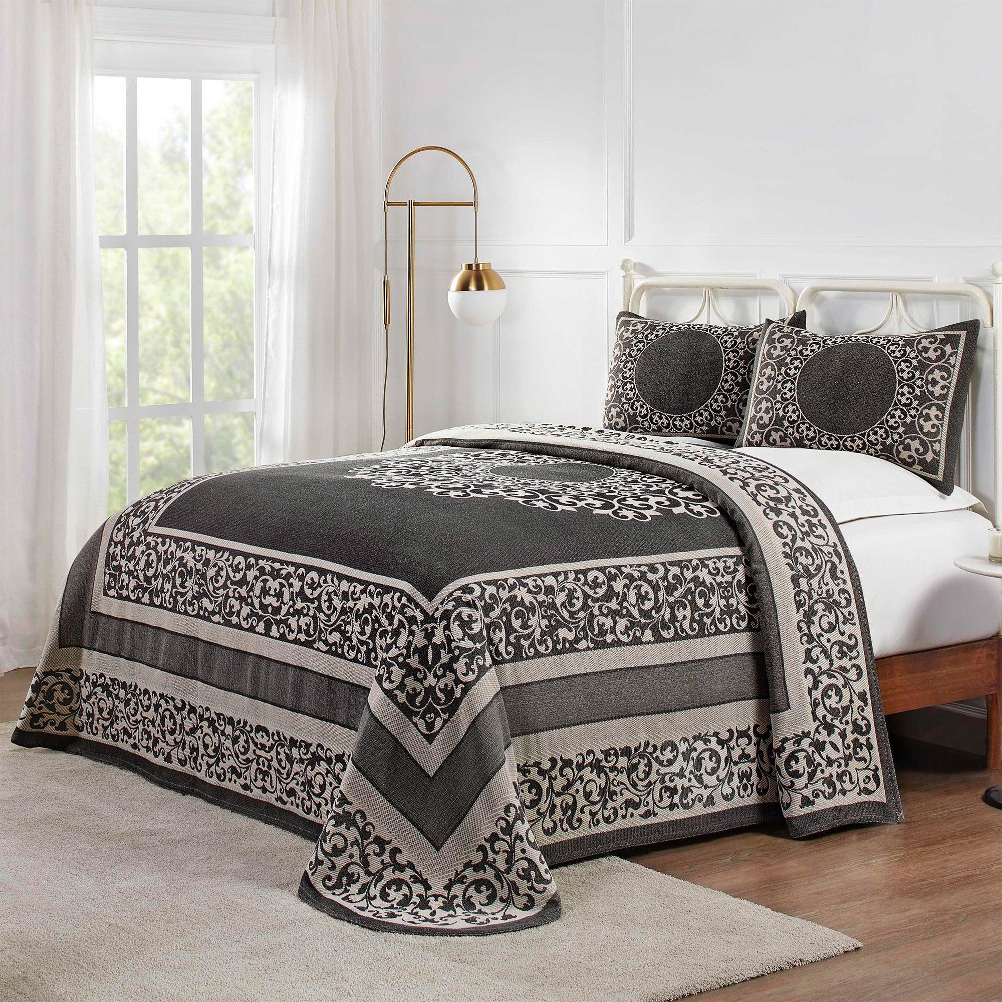 Lyron Cotton Blend Woven Jacquard Floral Scroll Bedspread Set - Bedspread by Superior