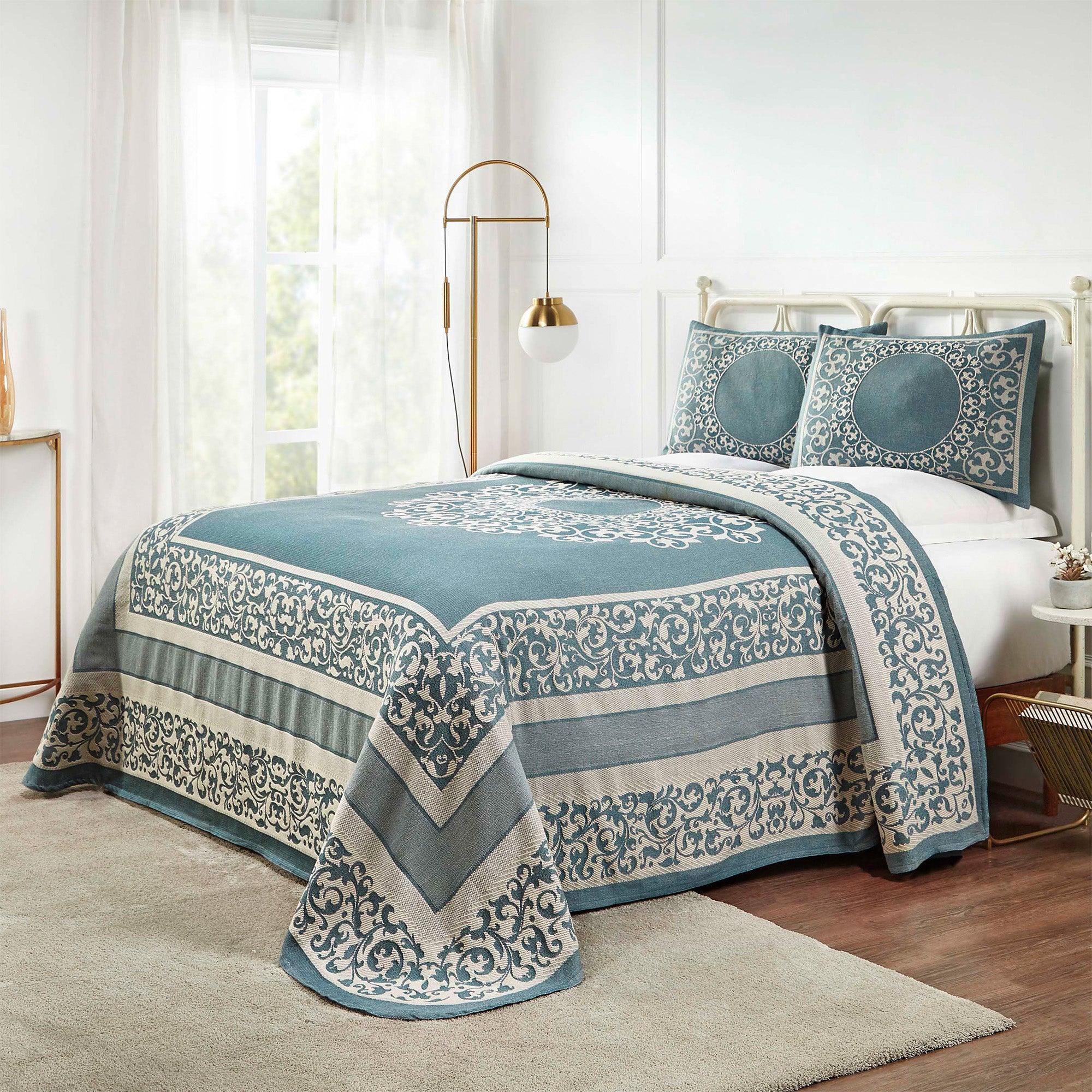 Lyron Cotton Blend Woven Jacquard Floral Scroll Bedspread Set - Bedspread by Superior