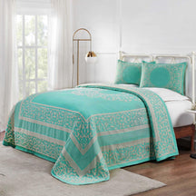 Lyron Cotton Blend Woven Jacquard Floral Scroll Bedspread Set - Bedspread by Superior