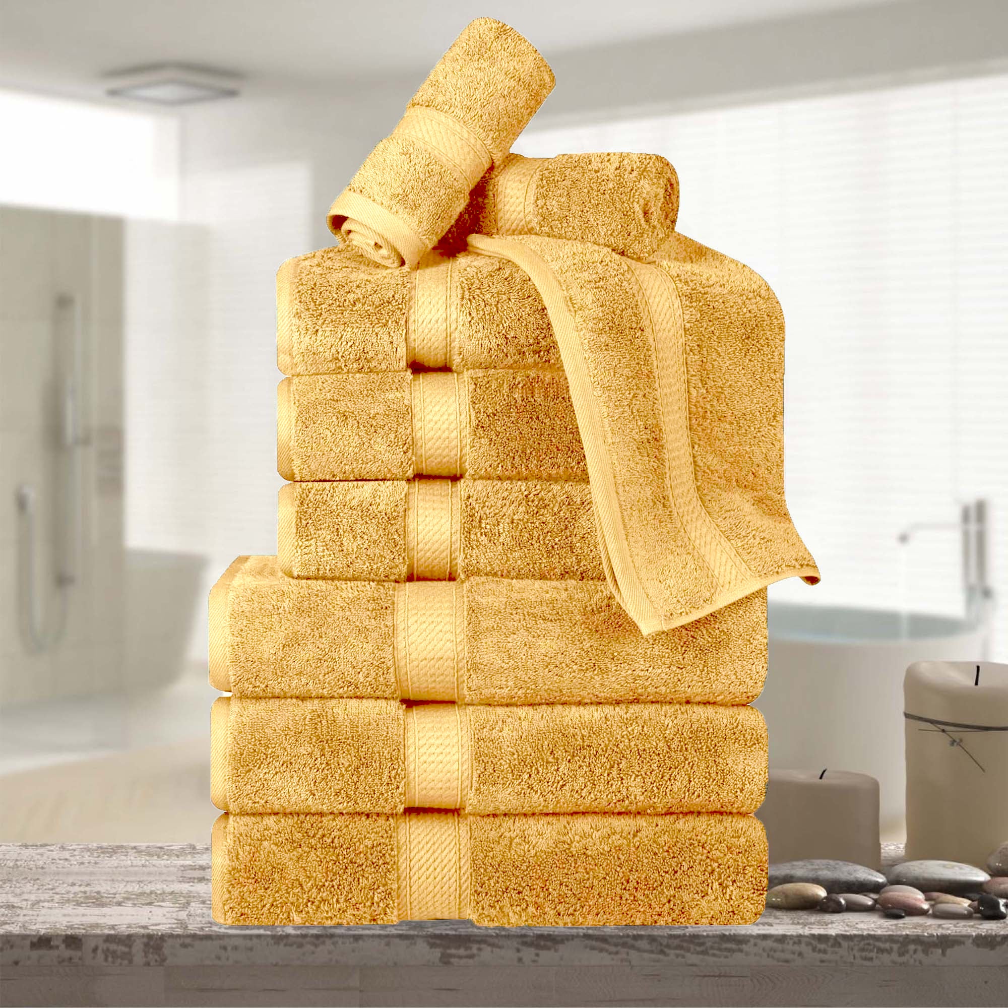 Madison Egyptian Cotton Pile Plush Heavyweight 9 Piece Towel Set - Towel Set by Superior