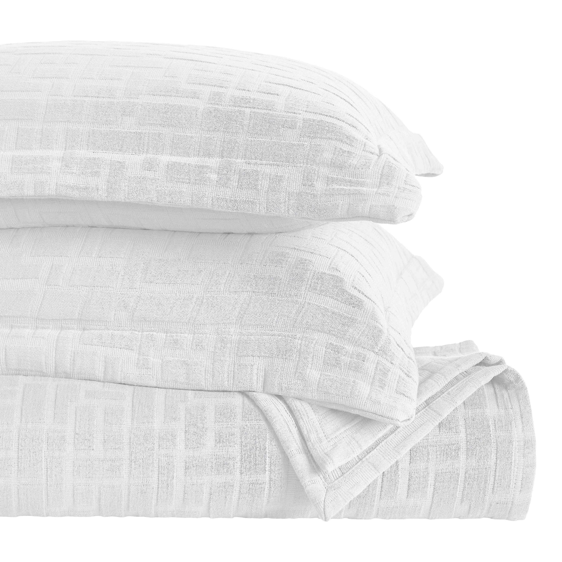 Madrid Cotton Medium Weight Geometric Matelasse Bedspread and Sham Set - Bedspread by Superior