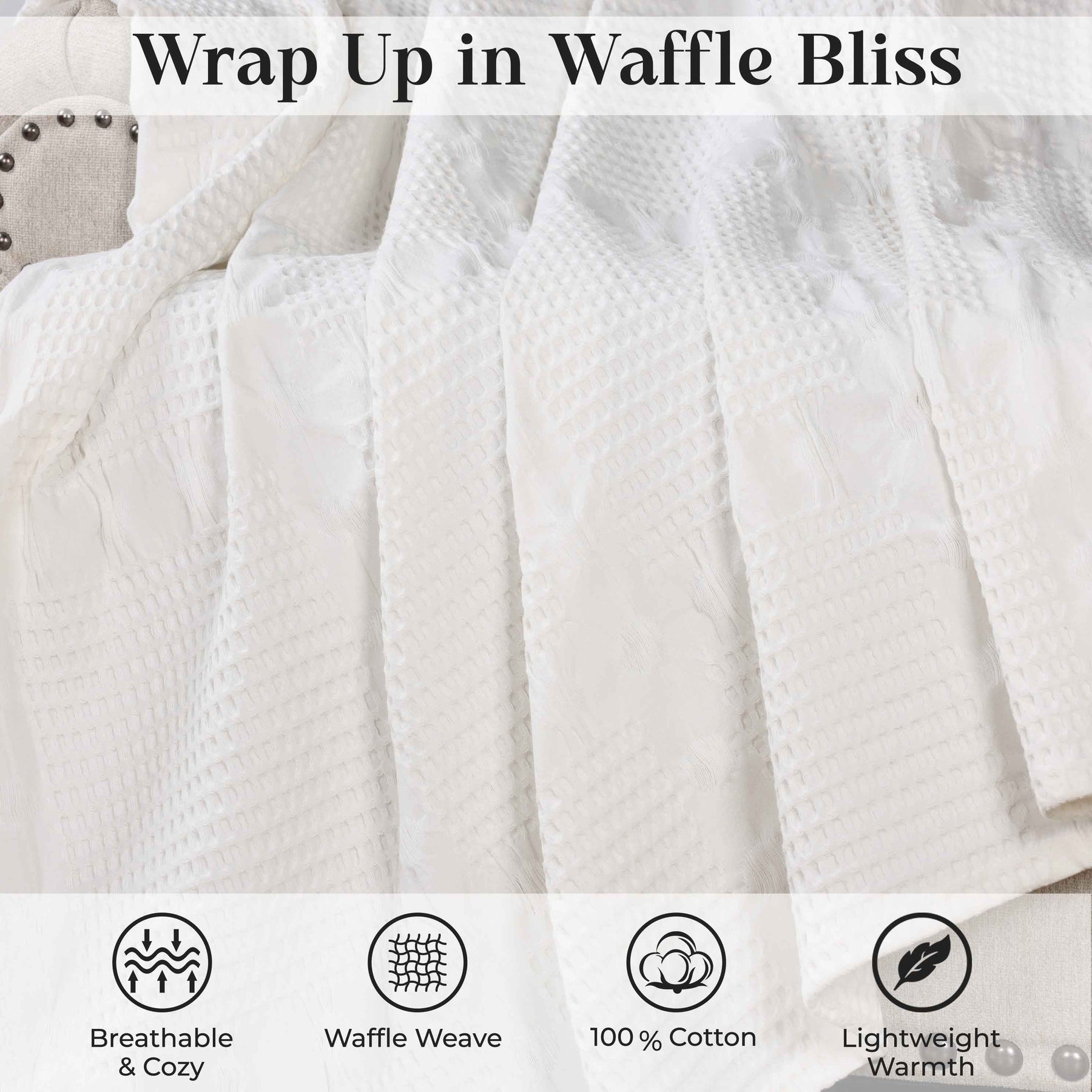 Mai Waffle Weave Honeycomb Soft Textured Cotton Blanket - Blanket by Superior