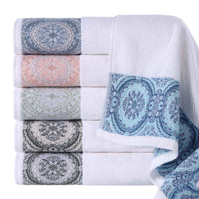 Medallion Cotton Jacquard Textured 6 Piece Assorted Towel Set - Towel Set by Superior