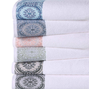 Medallion Cotton Jacquard Textured 6 Piece Assorted Towel Set - Towel Set by Superior