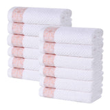 Medallion Cotton Jacquard Textured Face Towels/ Washcloths, Set of 12 - Face Towel by Superior