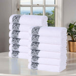 Medallion Cotton Jacquard Textured Face Towels/ Washcloths, Set of 12 - Face Towel by Superior