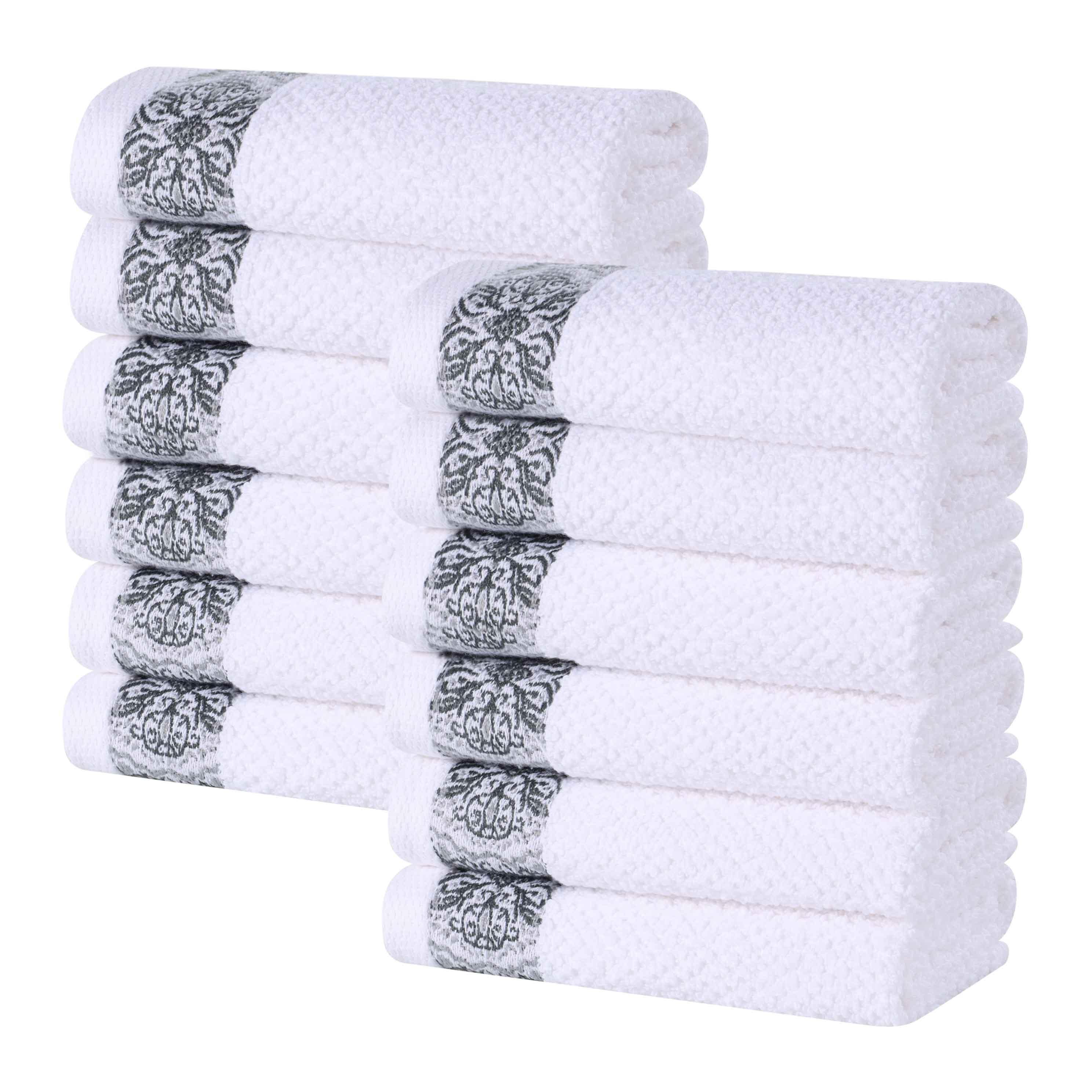 Medallion Cotton Jacquard Textured Face Towels/ Washcloths, Set of 12 - Face Towel by Superior