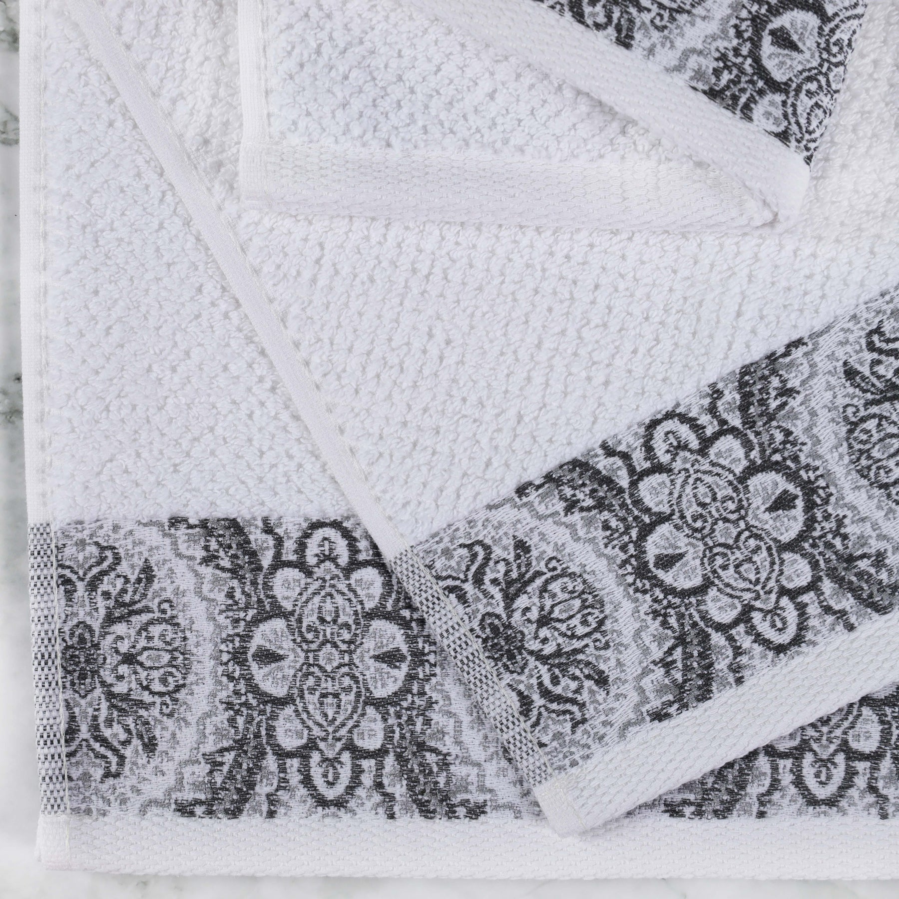 Medallion Cotton Jacquard Textured Face Towels/ Washcloths, Set of 12 - Face Towel by Superior