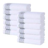 Medallion Cotton Jacquard Textured Face Towels/ Washcloths, Set of 12 - Face Towel by Superior