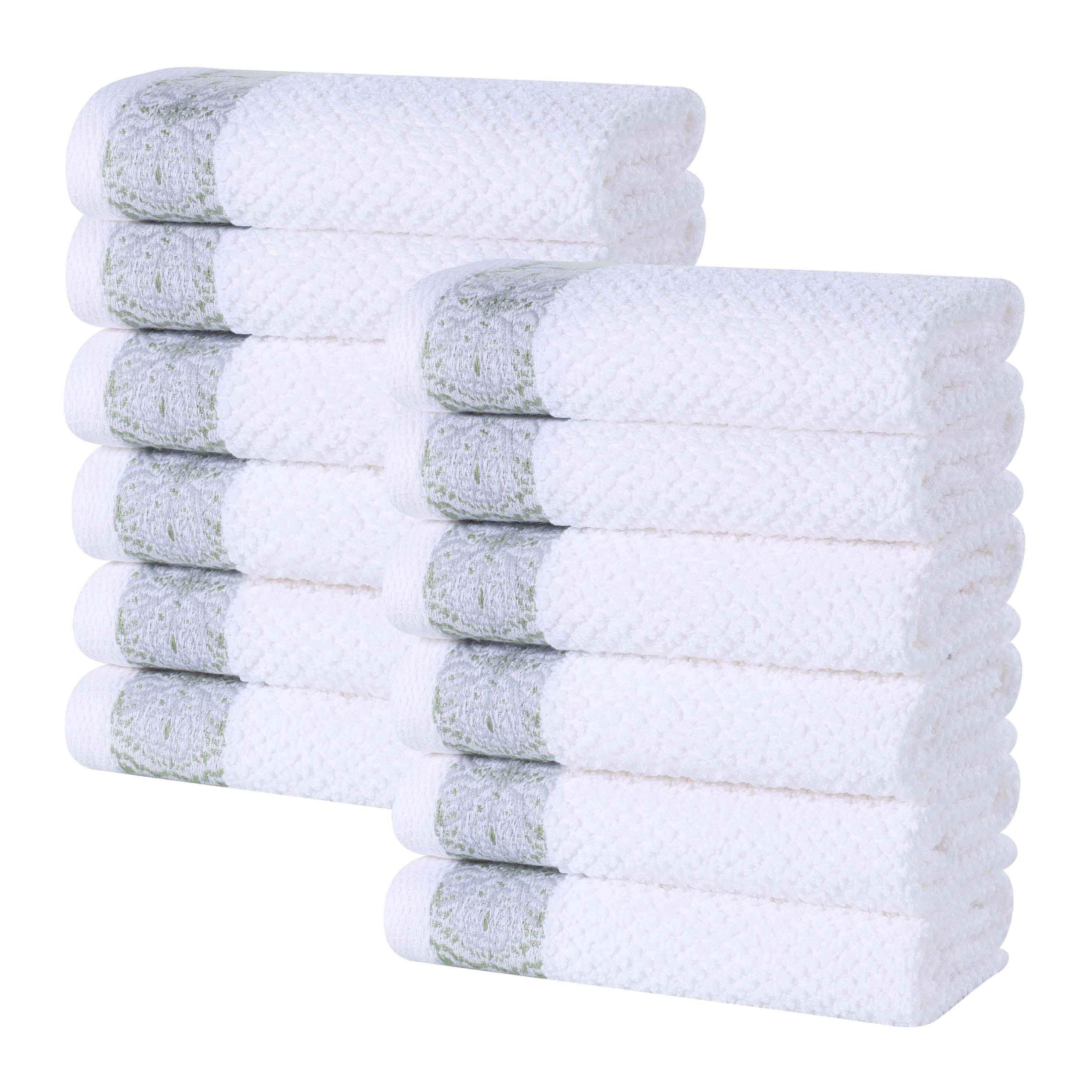 Medallion Cotton Jacquard Textured Face Towels/ Washcloths, Set of 12 - Face Towel by Superior