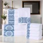 Medallion Cotton Jacquard Textured Soft Absorbent 12 Piece Towel Set - Towel Set by Superior