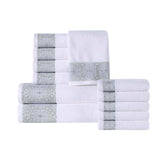 Medallion Cotton Jacquard Textured Soft Absorbent 12 Piece Towel Set - Towel Set by Superior