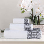 Medallion Cotton Jacquard Textured Soft Absorbent 3 Piece Towel Set - Towel Set by Superior