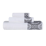 Medallion Cotton Jacquard Textured Soft Absorbent 3 Piece Towel Set - Towel Set by Superior