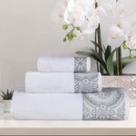 Medallion Cotton Jacquard Textured Soft Absorbent 3 Piece Towel Set - Towel Set by Superior