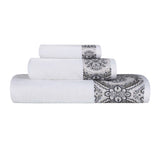 Medallion Cotton Jacquard Textured Soft Absorbent 3 Piece Towel Set - Towel Set by Superior