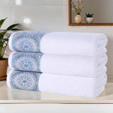 Medallion Cotton Jacquard Textured Soft Absorbent Bath Towel Set of 3 - Bath Towel by Superior