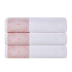 Medallion Cotton Jacquard Textured Soft Absorbent Bath Towel Set of 3 - Bath Towel by Superior