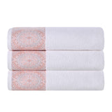 Medallion Cotton Jacquard Textured Soft Absorbent Bath Towel Set of 3 - Bath Towel by Superior