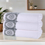 Medallion Cotton Jacquard Textured Soft Absorbent Bath Towel Set of 3 - Bath Towel by Superior