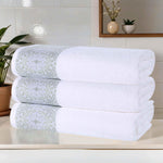 Medallion Cotton Jacquard Textured Soft Absorbent Bath Towel Set of 3 - Bath Towel by Superior