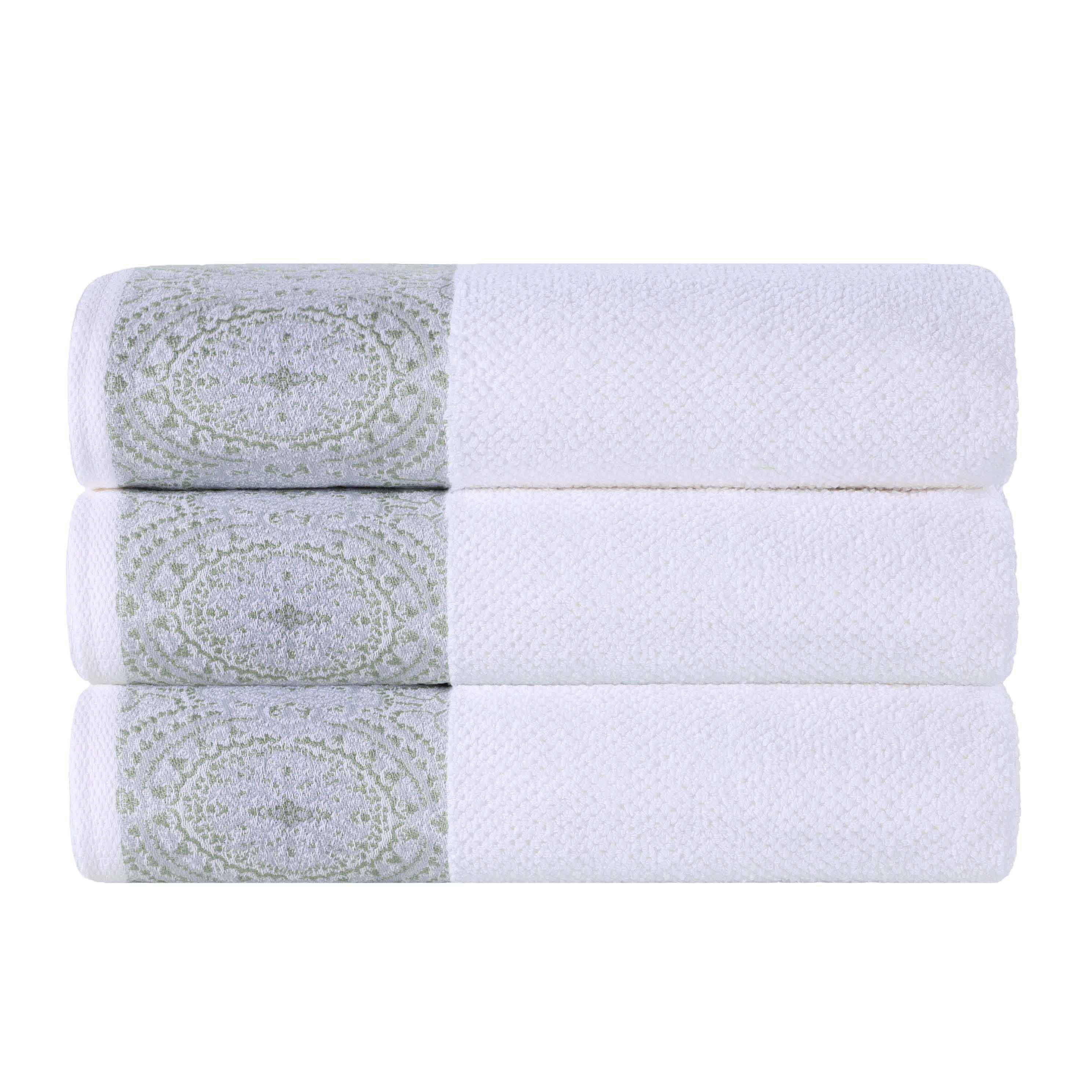 Medallion Cotton Jacquard Textured Soft Absorbent Bath Towel Set of 3 - Bath Towel by Superior