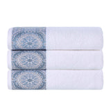 Medallion Cotton Jacquard Textured Soft Absorbent Bath Towel Set of 3 - Bath Towel by Superior