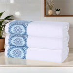 Medallion Cotton Jacquard Textured Soft Absorbent Bath Towel Set of 3 - Bath Towel by Superior