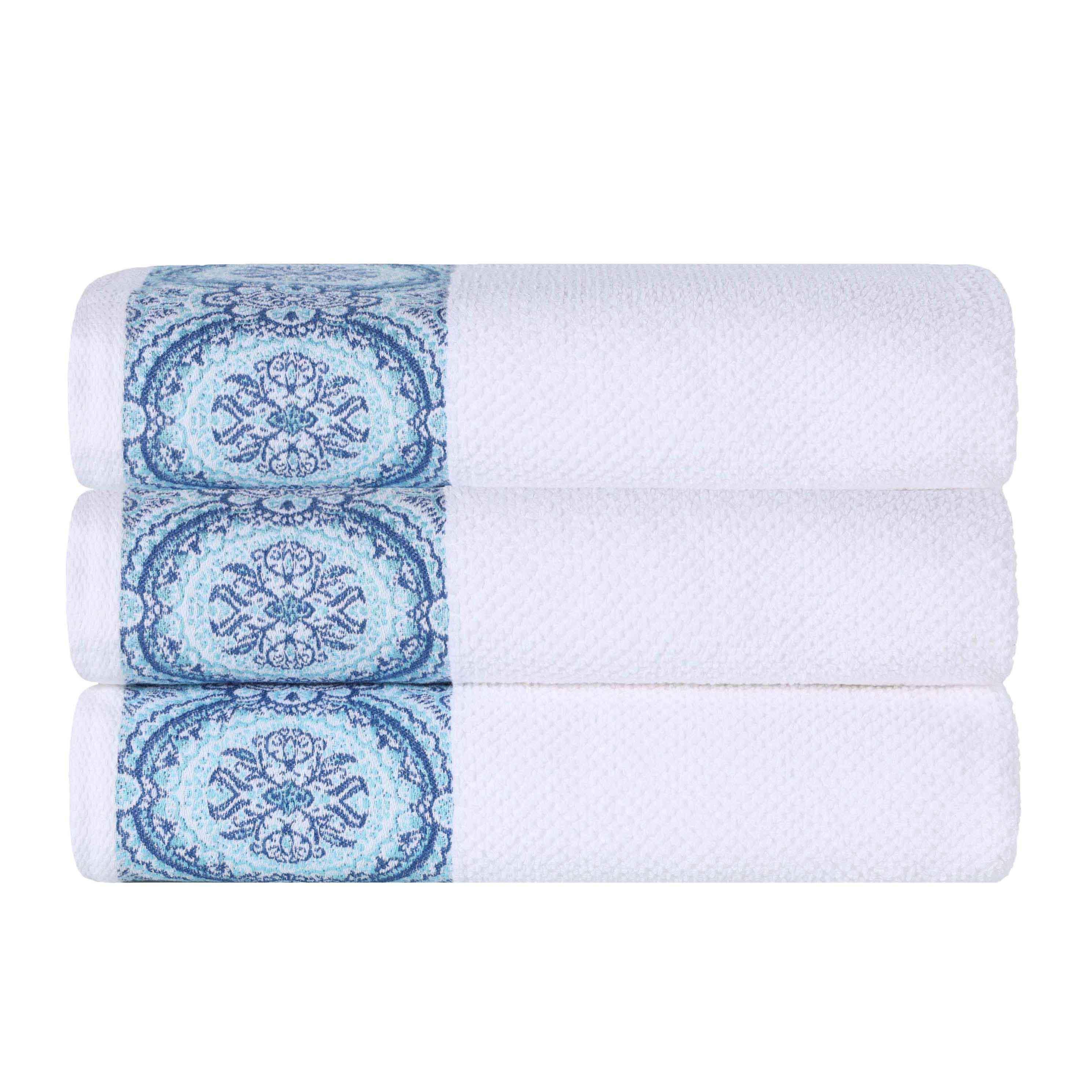 Medallion Cotton Jacquard Textured Soft Absorbent Bath Towel Set of 3 - Bath Towel by Superior