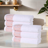 Medallion Cotton Jacquard Textured Soft Absorbent Hand Towel Set of 6 - Hand Towel by Superior