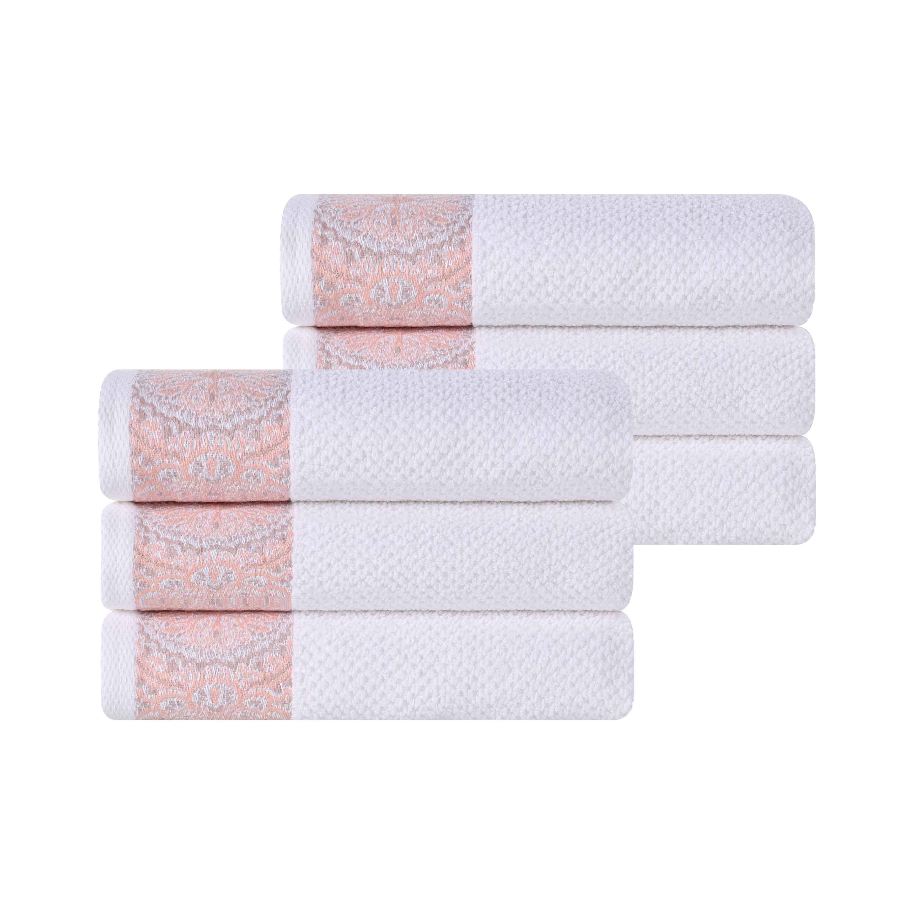 Medallion Cotton Jacquard Textured Soft Absorbent Hand Towel Set of 6 - Hand Towel by Superior