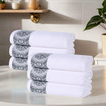 Medallion Cotton Jacquard Textured Soft Absorbent Hand Towel Set of 6 - Hand Towel by Superior