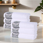 Medallion Cotton Jacquard Textured Soft Absorbent Hand Towel Set of 6 - Hand Towel by Superior