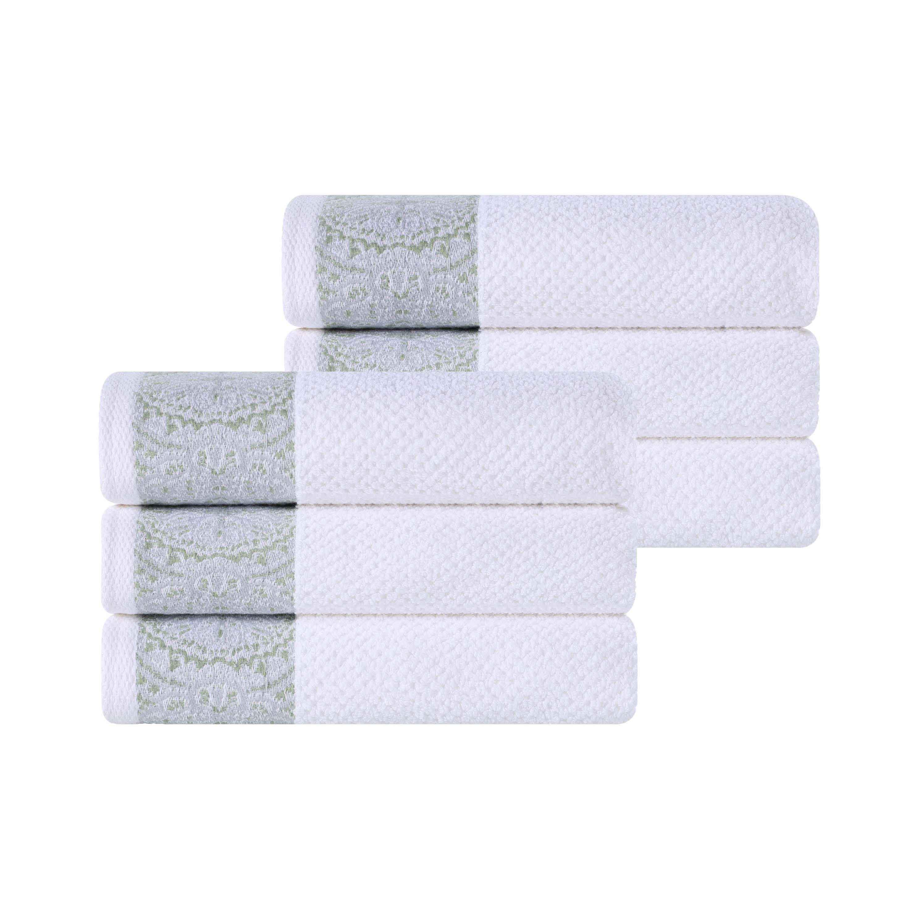 Medallion Cotton Jacquard Textured Soft Absorbent Hand Towel Set of 6 - Hand Towel by Superior