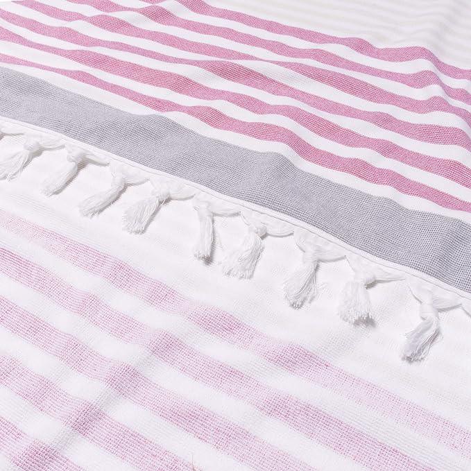 Meera Stripe Fouta 2 Piece Beach Towel Set with Tassels - Beach Towel by Superior