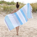 Meera Stripe Fouta 2 Piece Beach Towel Set with Tassels - Beach Towel by Superior