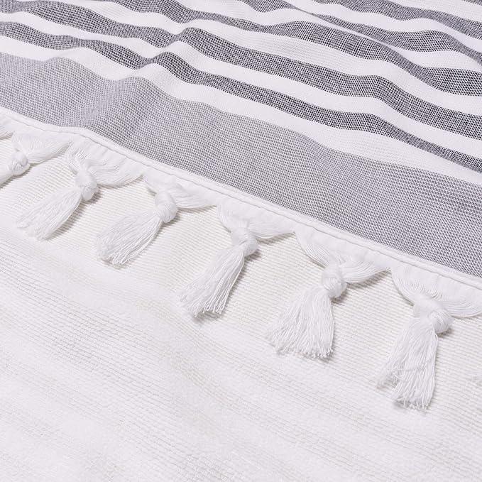 Meera Stripe Fouta 2 Piece Beach Towel Set with Tassels - Beach Towel by Superior