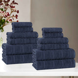 Mika Smart Twist Cotton Solid Textured Ribbed 12 Piece Towel Set - Towel Set by Superior