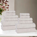 Mika Smart Twist Cotton Solid Textured Ribbed 12 Piece Towel Set - Towel Set by Superior