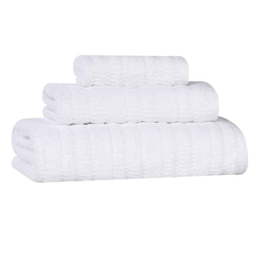 Mika Smart Twist Cotton Solid Textured Ribbed 3 Piece Towel Set - Towel Set by Superior