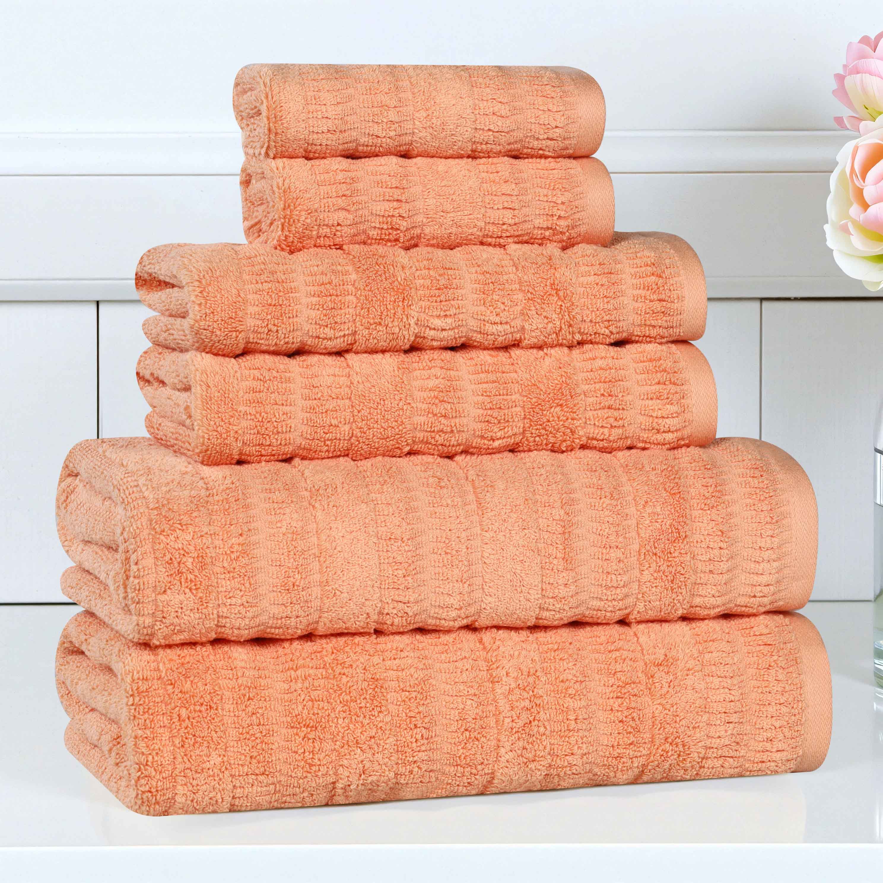 Mika Smart Twist Cotton Solid Textured Ribbed 6 Piece Towel Set - Towel Set by Superior