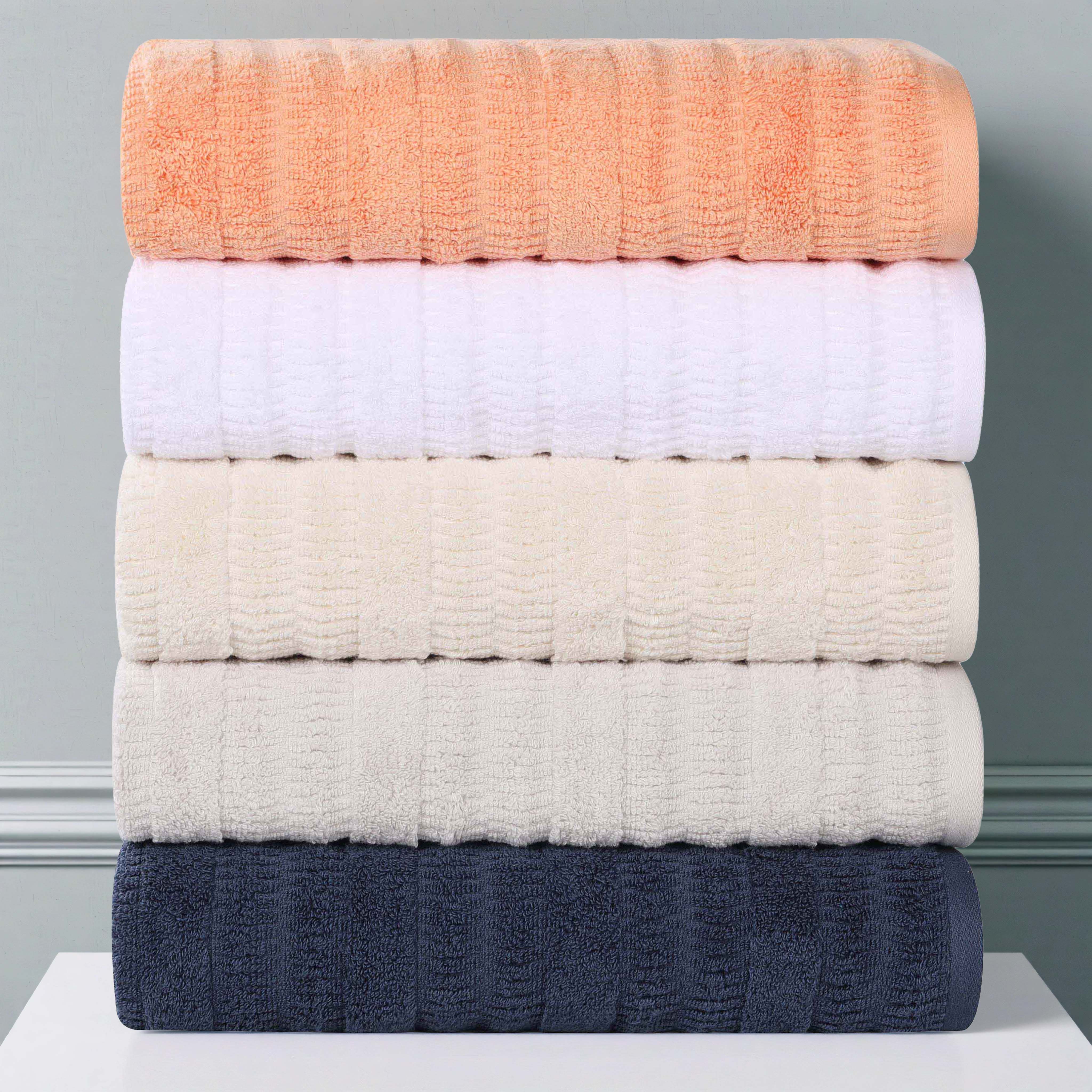 Mika Smart Twist Cotton Solid Textured Ribbed 6 Piece Towel Set - Towel Set by Superior