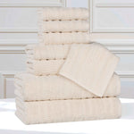 Mika Smart Twist Cotton Solid Textured Ribbed 8 Piece Towel Set - Towel Set by Superior