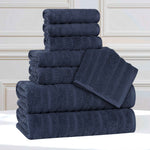 Mika Smart Twist Cotton Solid Textured Ribbed 8 Piece Towel Set - Towel Set by Superior