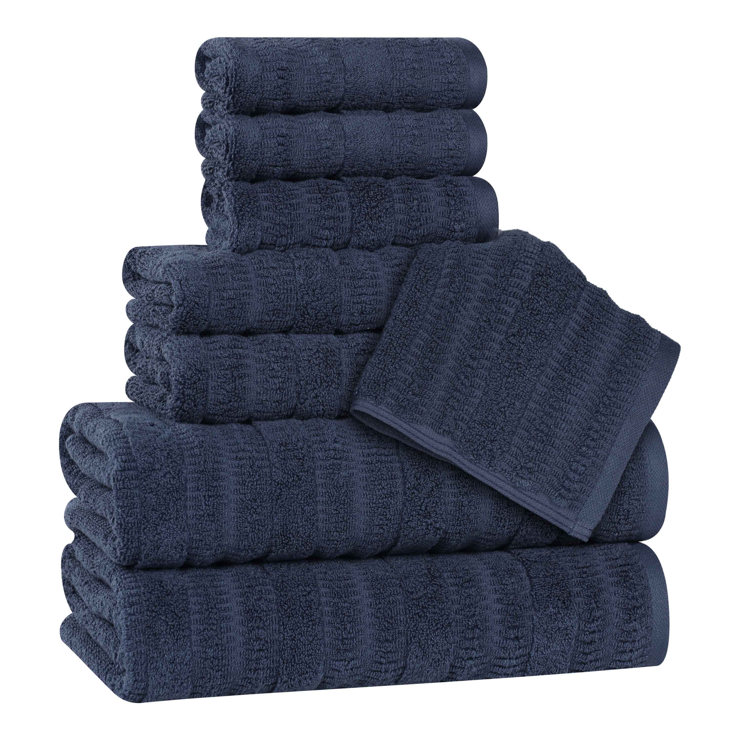 Mika Smart Twist Cotton Solid Textured Ribbed 8 Piece Towel Set - Towel Set by Superior