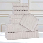 Mika Smart Twist Cotton Solid Textured Ribbed 8 Piece Towel Set - Towel Set by Superior