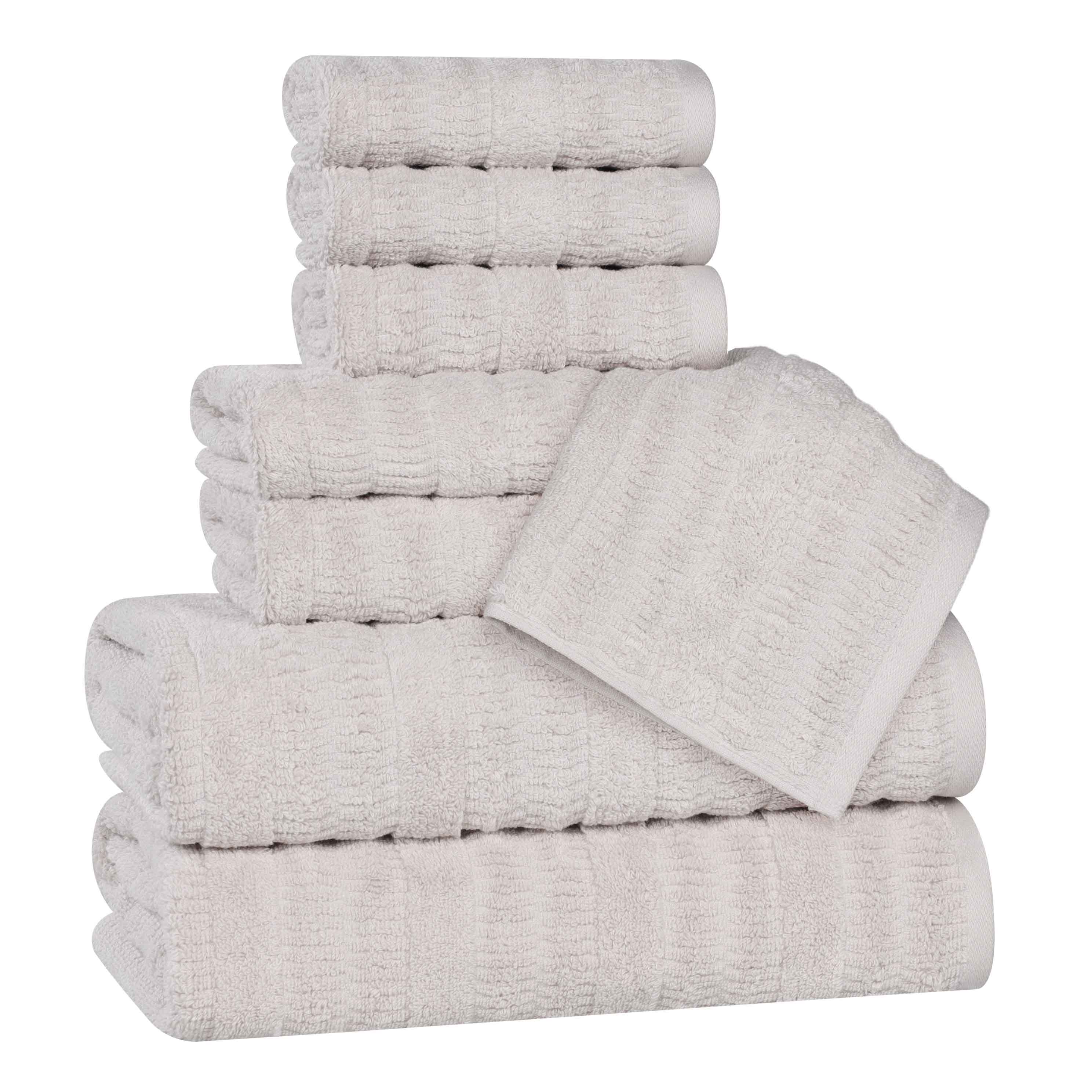 Mika Smart Twist Cotton Solid Textured Ribbed 8 Piece Towel Set - Towel Set by Superior