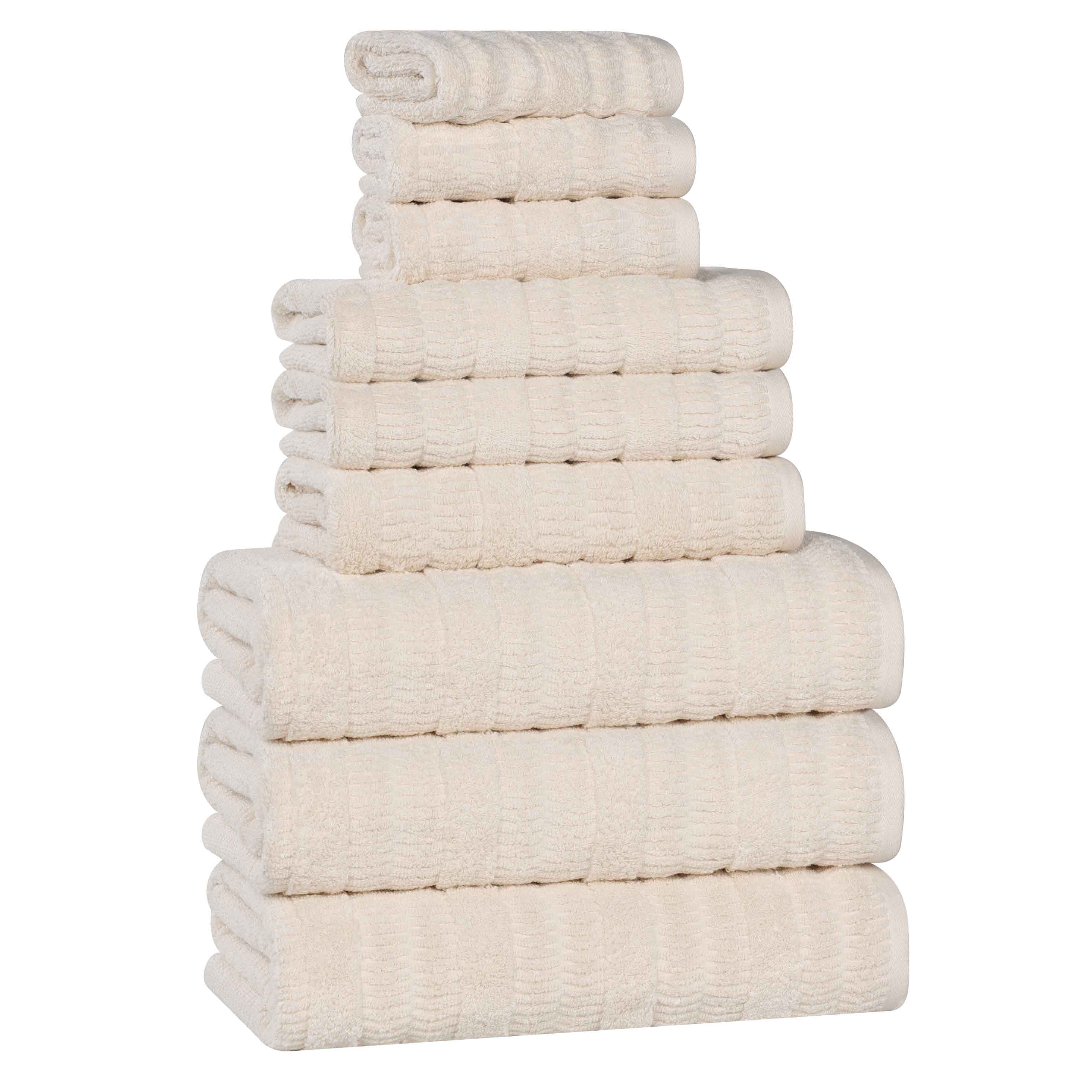 Mika Smart Twist Cotton Solid Textured Ribbed 9 Piece Towel Set - Towel Set by Superior