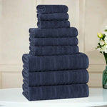 Mika Smart Twist Cotton Solid Textured Ribbed 9 Piece Towel Set - Towel Set by Superior