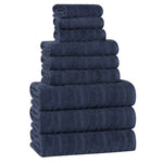 Mika Smart Twist Cotton Solid Textured Ribbed 9 Piece Towel Set - Towel Set by Superior